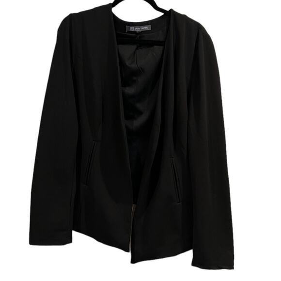 Daisy Fuentes Blazer Jacket Women's XL Black Stretch Single Breasted Open Front - Picture 1 of 7